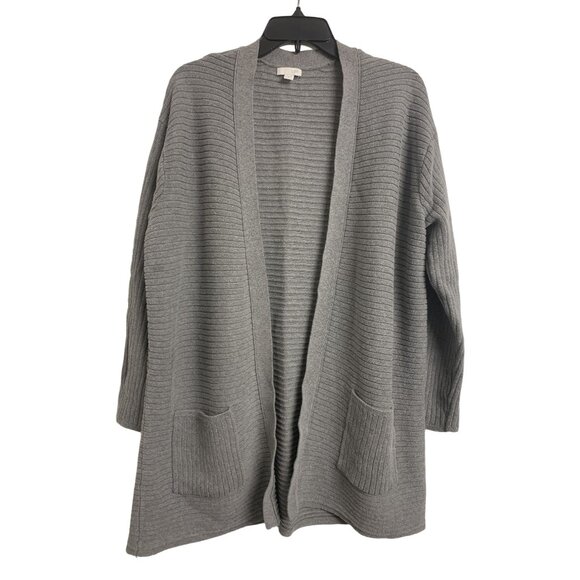 J.Jill Sweaters - J. Jill Gray Open Front Duster Knit Cardigan Size L